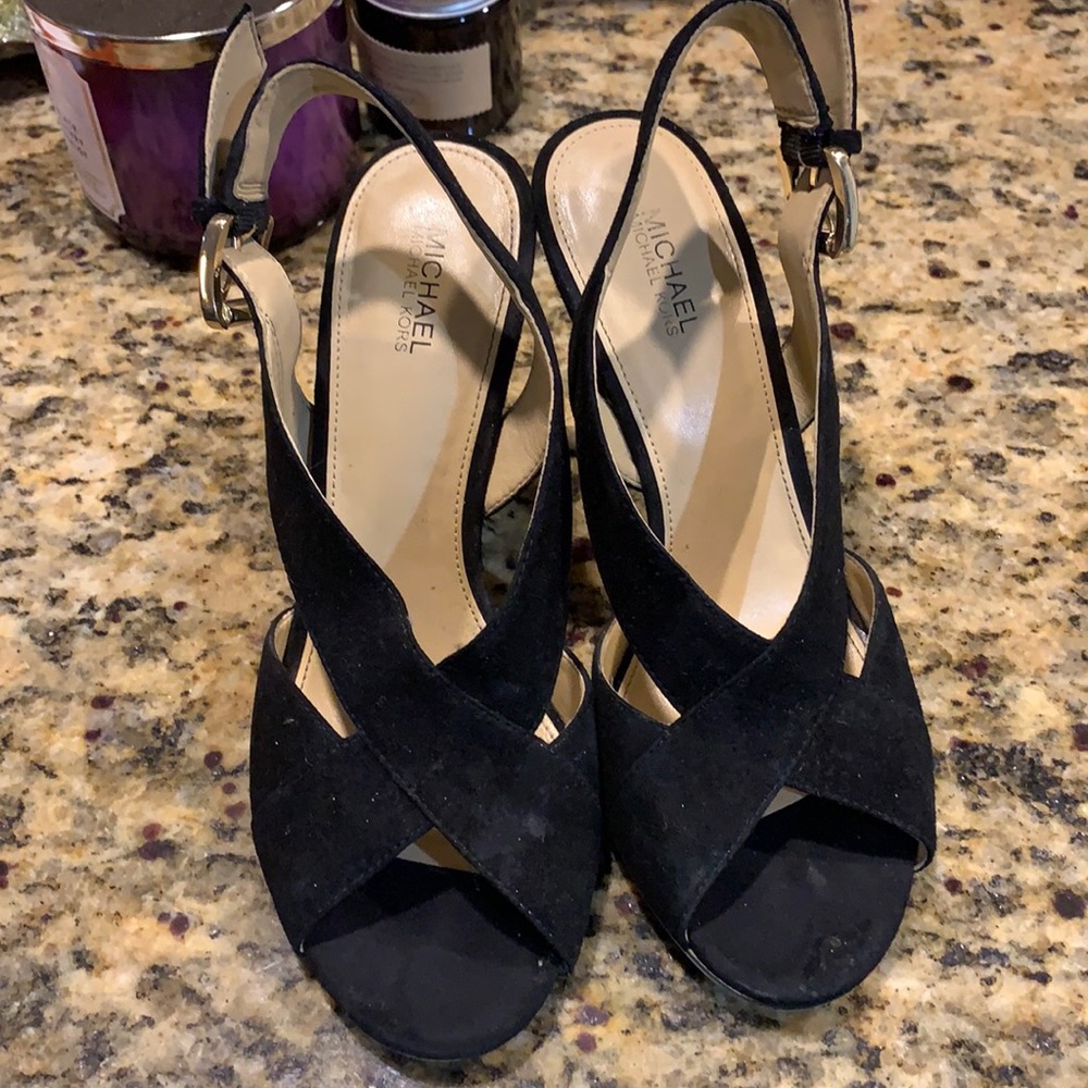 Michael Kors Black Strap Felt Heels